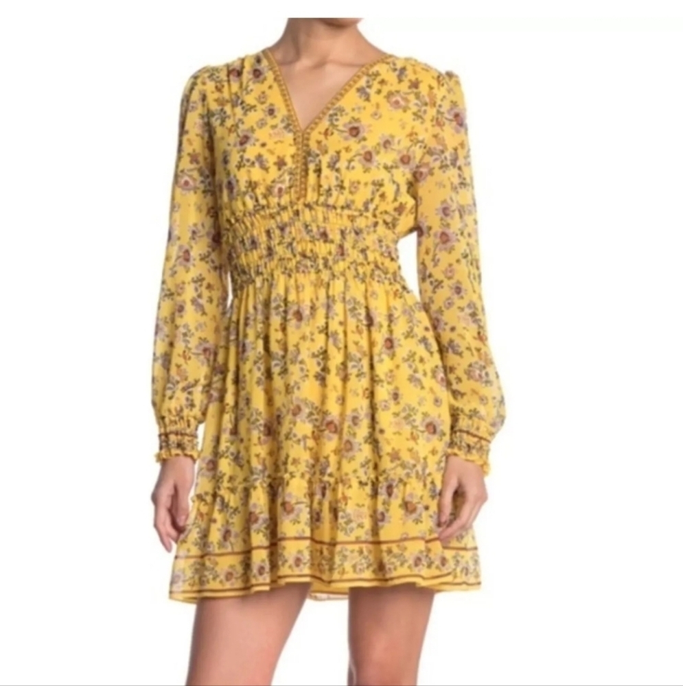 Max Studio Yellow Floral Maxi Dress NWT